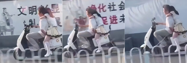 电动车秒变移动炮房！老司机一手握把一手抠妹，真的是玩妹玩出新高度！