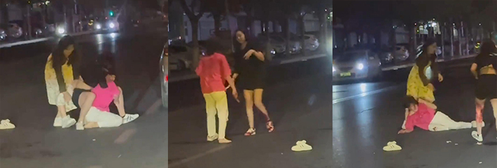 河北省邯郸市武安市实验中学门口 女子霸凌 受害者拿刀直接反杀！