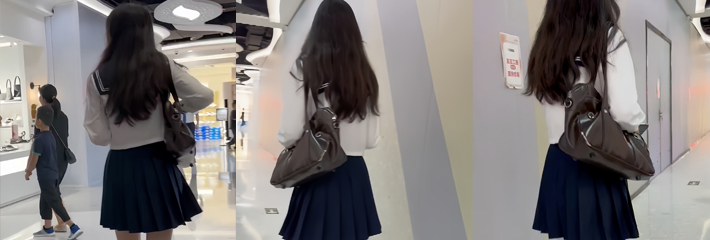 制服小姐姐逛街走光 灰色内裤裙底全露 超嫩大屁股全被看光