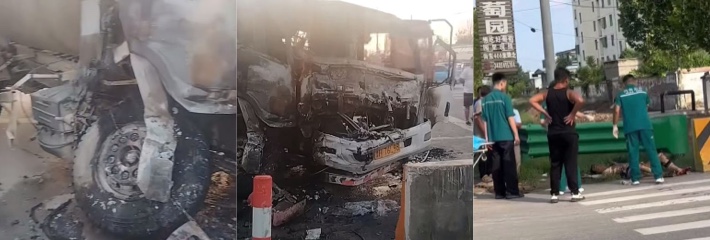 河南商丘睢阳雷庄惊魂车祸 司机被烧焦当场身亡 目击者泪述恐怖瞬间 救援队紧急扑救无果！