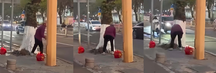 无良老人马路上狂丢石头 随机打砸经过路人 现场视频流出引全网震怒！