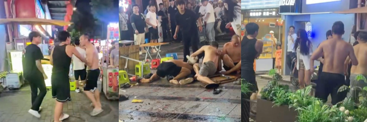 南宁男子酒后骚扰旁桌女生引发两桌人大战 现场爆发肢体冲突 场面混乱引多人围观