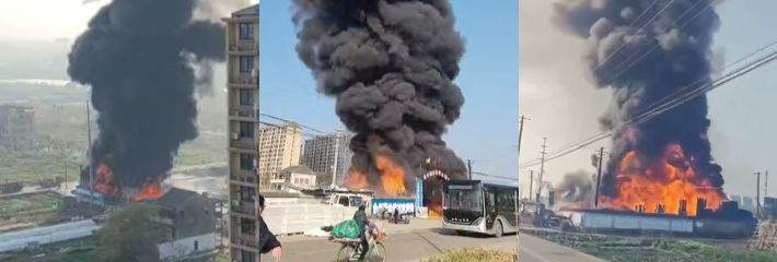 浙江台州椒江区东丰村突发火灾 大火吞噬黑烟滚滚 现场引群众围观热议！