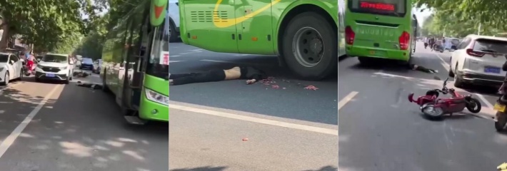 河南西平老汽车站惨烈车祸 公交车下的冤死亡魂 脑浆都被压出来撒在路上了！