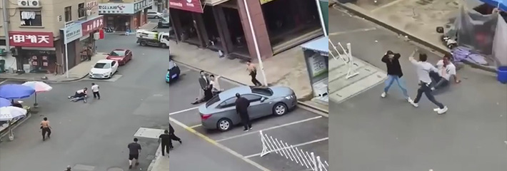 武汉街头砍人事件完整视频曝光！小伙持刀恐怖随机砍人，血腥视频现场混乱