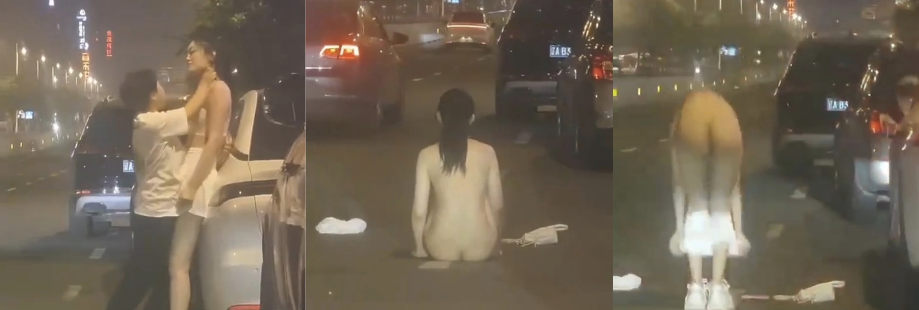 天啦噜！女同吵架马路边脱光，矮的吼“全身我买的”，高的直接全部脱光，摄影师没拍正面气疯了！