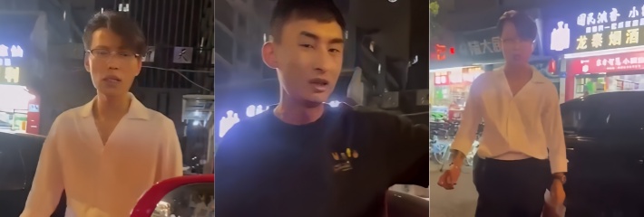 一男子将车停在路口 严重挡住其他车辆通行 却拒不挪车 现场炫富 上演新版我爸是李刚