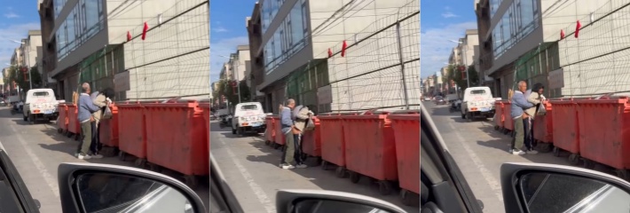 老头玩的花 在路边强行后入捡破烂的男人 大爷看来你是真的饿了！