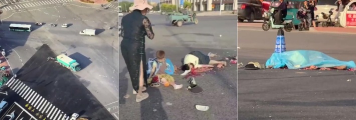 重口慎点济南商河 电动车男子被货车碾压身亡 惨烈爆头
