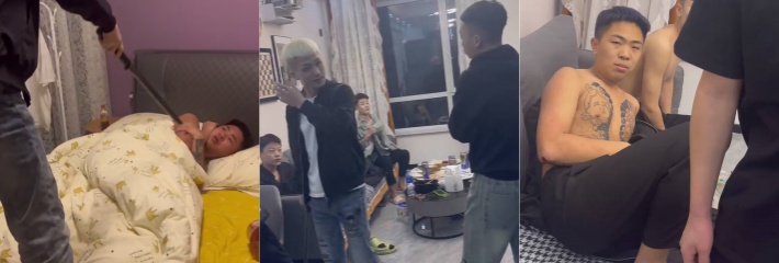 黄毛精神小伙 持刀闯房抓奸 狂砍另一帮小伙 瞬间血溅沙发 场面炸裂！
