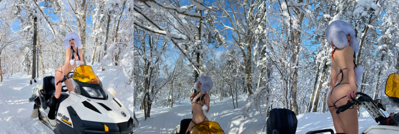 精品名模网红 就是阿朱啊 化身雪国精灵让你看看来自冬季雪地里精灵的化身！