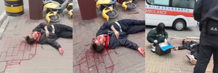 湖南永州江华县 当地职中一学生与二中学生因同一个女朋友产生感情纠葛 当街一刀封喉!