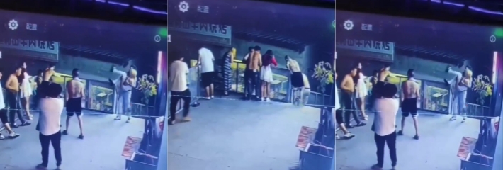 酒后男子抱起女孩体力不支，女孩还把脚勾在护栏外，最终男子失手女孩掉下去了！
