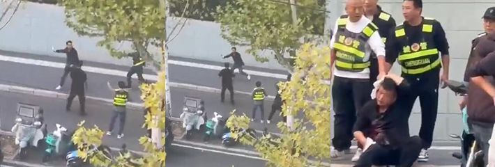 合肥师范学院 城管暴力执法 驱散商贩时 商贩情绪激动砍伤一名城管 ！