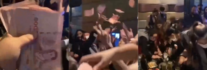 这就是有钱人的生活么 酒吧包厢内纸醉金迷 金主肆意撒钱给女神疯抢！
