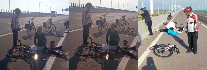 大货车肇事逃逸 骑行者当场身亡盖白布 现场惨烈视频曝光 还敢继续骑行吗？