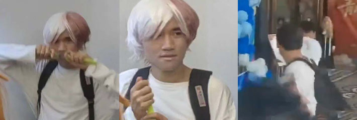 四川遂宁匕首伤人事件 Coser被霸凌后反杀霸凌者 后被周围人制服带走
