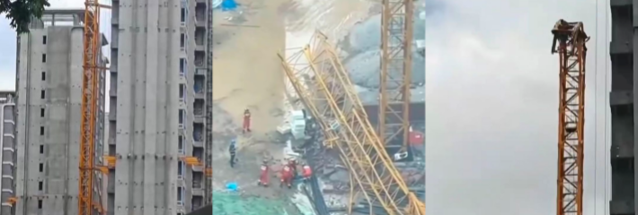 成都一工地塔吊折断倒疑有人被困 相关部正在现场处理 前方正在紧张救援！