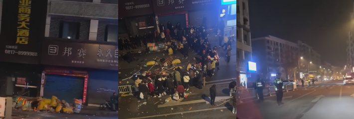 南充蓬安酒店上方7楼 夫妻吵架高空抛物 警察火速出击将其制服带走！