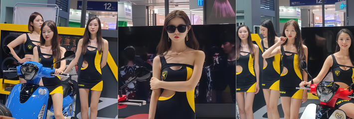 摩托车展极品车模 性感包臀裙抄底 专注摆pose被偷拍裙底风光 美腿超诱惑