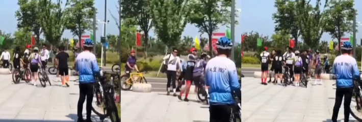 江苏宿迁泗洪这地方还是太复杂了 自行车比赛 有对喷的有撕逼的这比赛太有看点了！