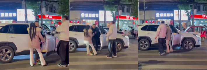 潜江东门 男子醉酒当街耍横 持玩具枪截停过往车辆 同行人员无奈大呼 都是醉酒惹的祸！