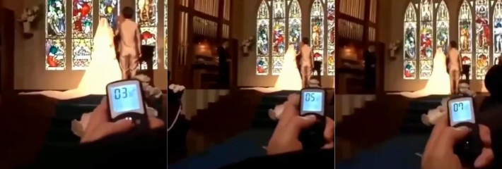 结婚现场上新娘竟然让人用远程跳蛋控制？！台上说着结婚誓词手下却玩上自慰！