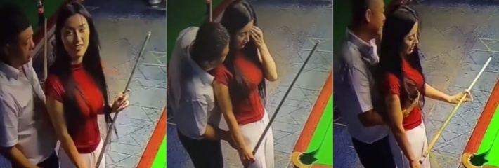 新型卖淫方式已被实锤！明明是玩桌球的地方却一直玩弄女助教胸前的两颗球