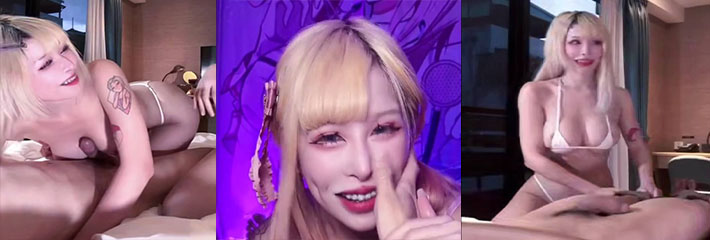 台湾20万粉丝高颜值网红揭秘：熟练的口技 魅魔感拉满 两女VS一男激情火辣的夜晚！