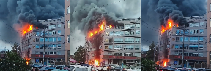 浙江温州鞋厂突发大火 现场一片火海黑烟冲天 多栋建筑接连遭殃