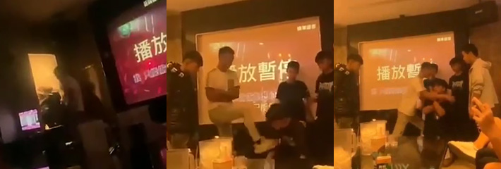 台湾宜兰高职上演热血高校 几名学生在KTV霸凌殴打同学 并且让其跪地磕头