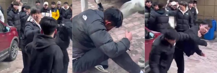 精神小伙头铁单挑变群殴 被围攻倒地捂脸哀嚎 现场视频流出让人啼笑皆非