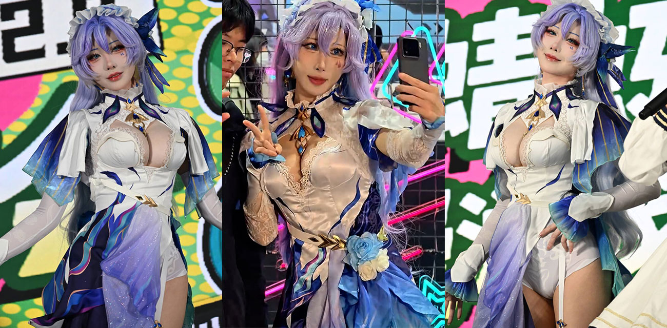 广州黑蜻蜓漫展二次元 yasal cos鸣潮坎特蕾拉与粉丝合影 全程露脸这颜值让人忍不住的想打一发！