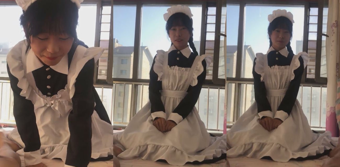 18岁素人小萝莉 化身女仆来服侍主人 乖巧的跪在主人的肉棒前 一浅一深地用口舌将主人地肉棒舔到硬邦邦！