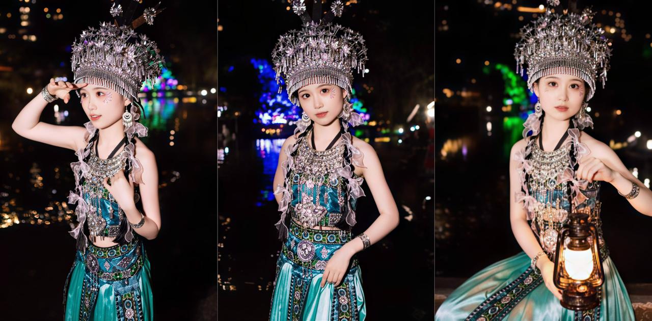 苗族银饰少女跪床大胆吃鸡 一脸享受淫荡样子加露脸吞鸡的样子堪称一绝！