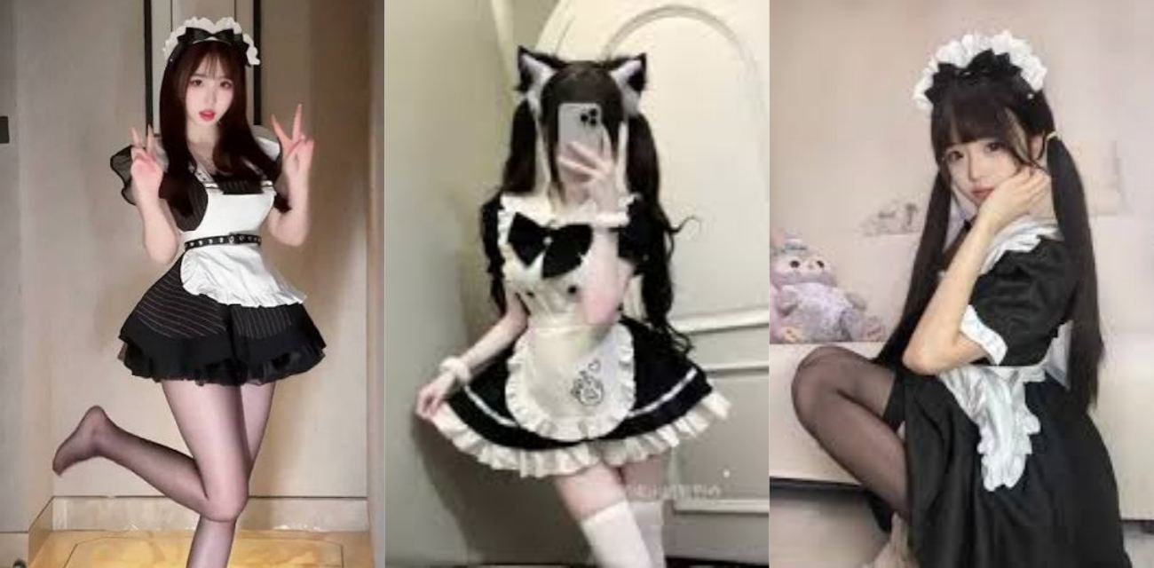 业界无名小cos被摄影师骗到公寓 穿着开档丝袜的女仆装跪在地上卖力的吃鸡巴