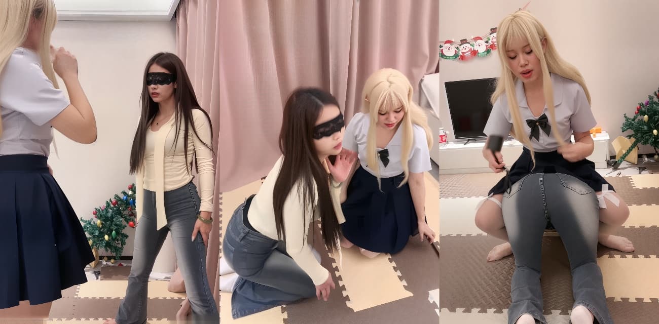 高颜值JK学生女主同时调教两个抖M骚母狗 让两人互相接吻舔脚 交换唾液 ！放开2条母狗让我来！