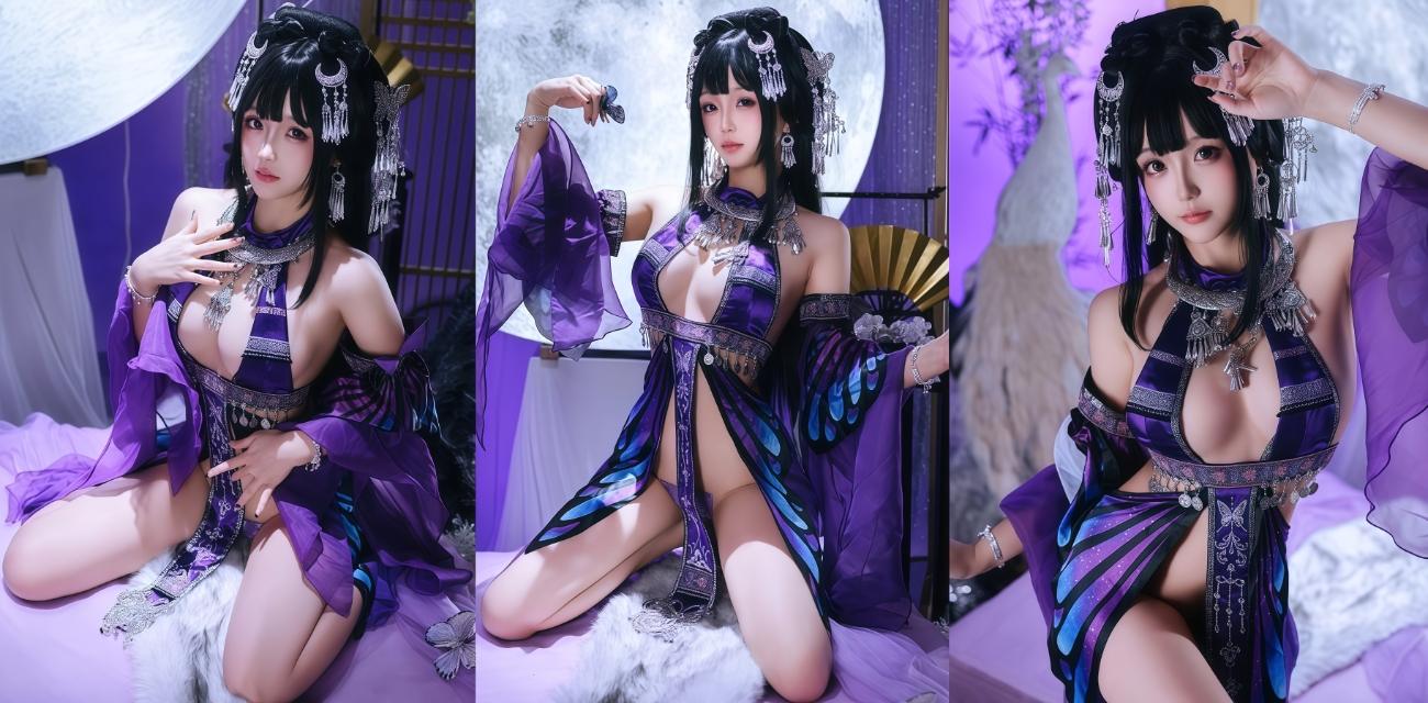 顶级国产嫩模 日奈娇 COS苗疆巫女爆乳纱裙 蝴蝶乳贴若隐若现 雪臀扭动骚到炸裂！