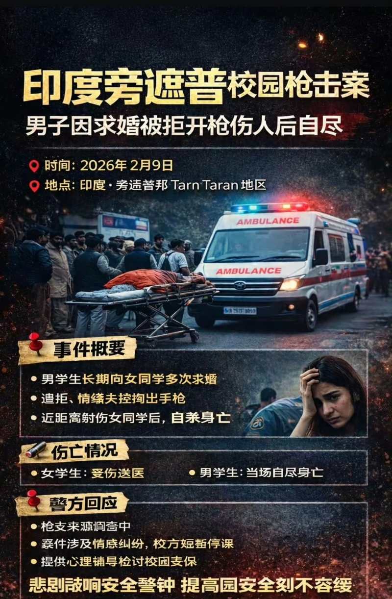 印度大一男生求婚遭拒将女生枪杀