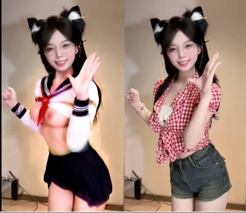AI脱衣炸裂 曲奇酱JK甜妹裸舞快震碎屏幕啦！