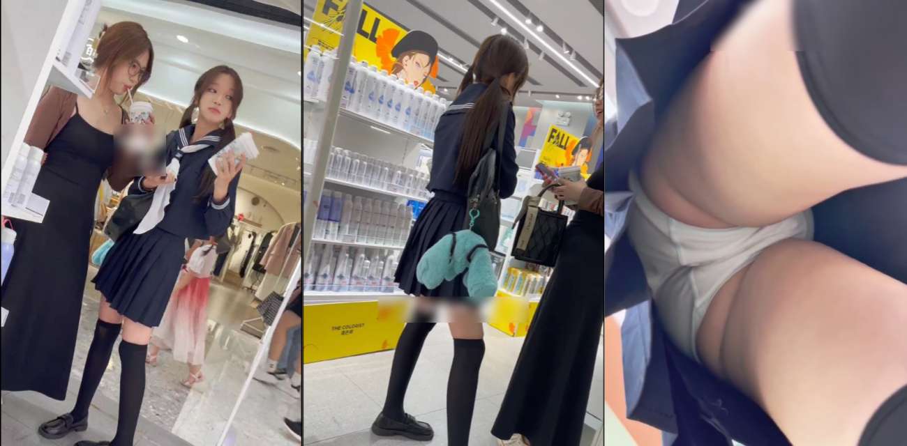 街头抄底偷拍！偷拍大神商场抄底JK萝莉小甜妹 可爱内内被臀部紧紧包裹住！