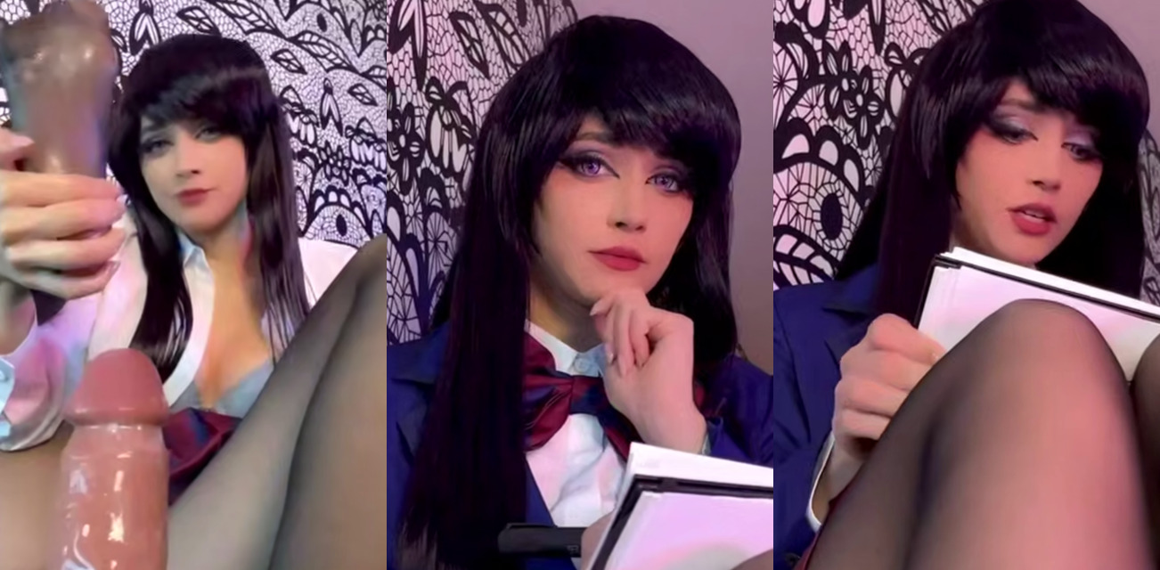 onlyfans欧美网黄 AeryTiefling cos古见同学 性感黑丝美腿玉足 抹上精油足交假屌！