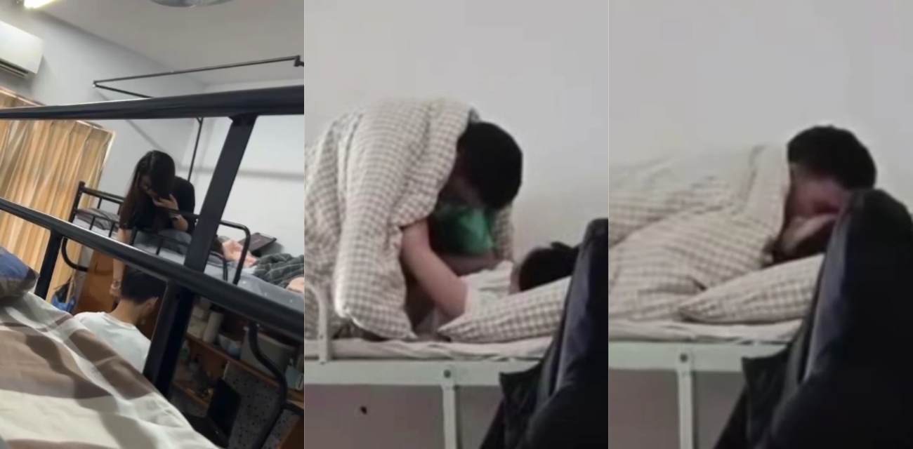 真实偷拍！男生把女生带回大学宿舍里啪啪 被舍友偷拍发到群里 年轻人胆子真大！