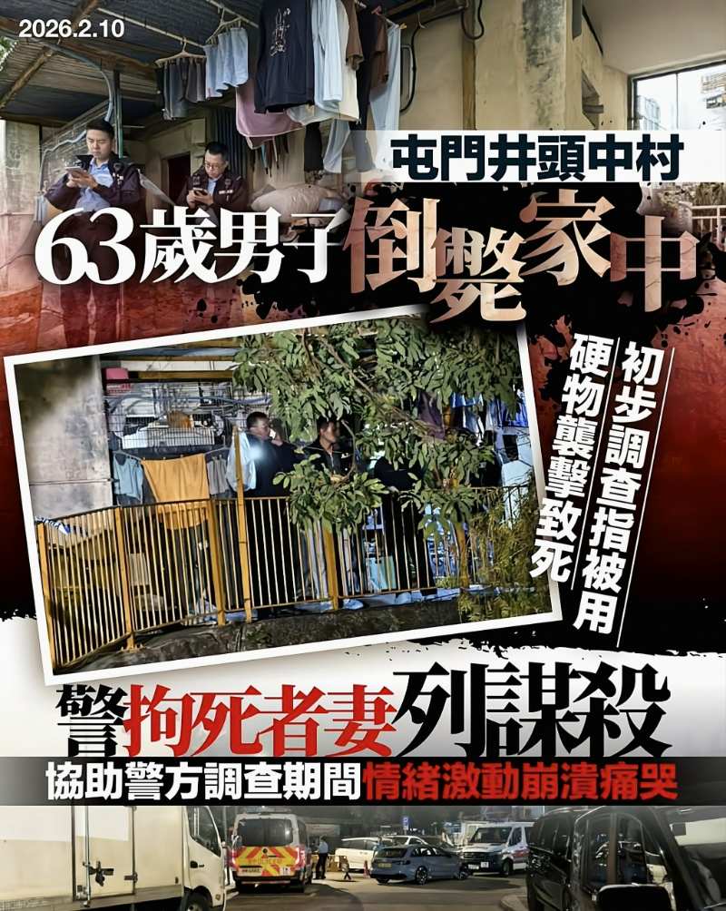 香港屯门六旬老汉头部遭钝器击毙致死！