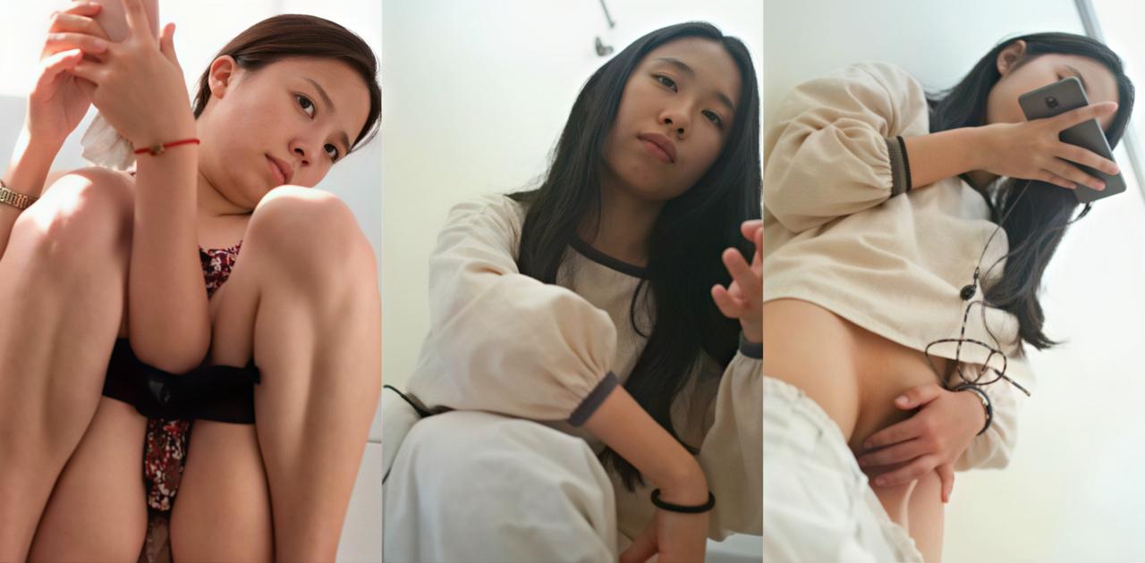 厕所偷拍系列 艺术生妹子厕所自慰被尾随偷拍发现 长发美女边看AV边扣穴自慰！