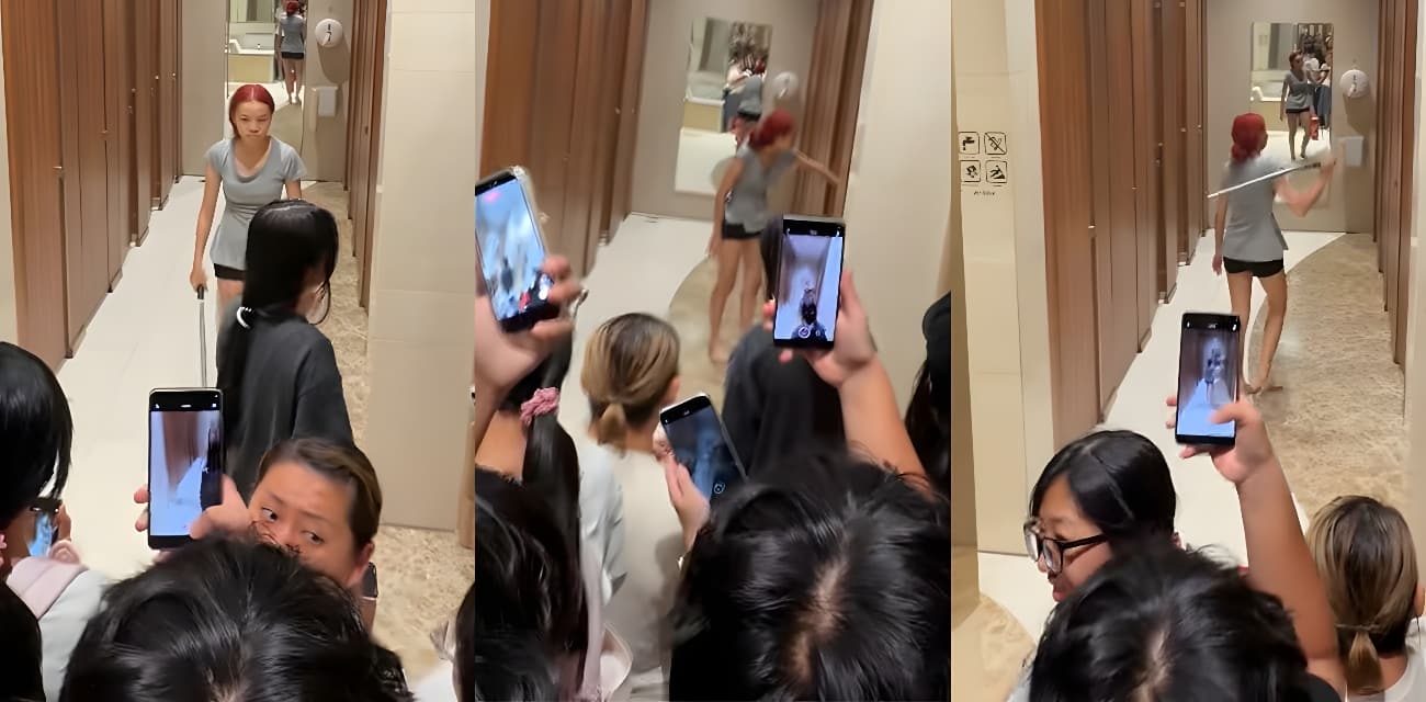 瑞安吾悦广场七夕夜现大型捉奸现场 红发女子胡伊洋 疑因男友出轨 商场砸门并使用灭火器捉奸夫淫妇 视频全网疯求