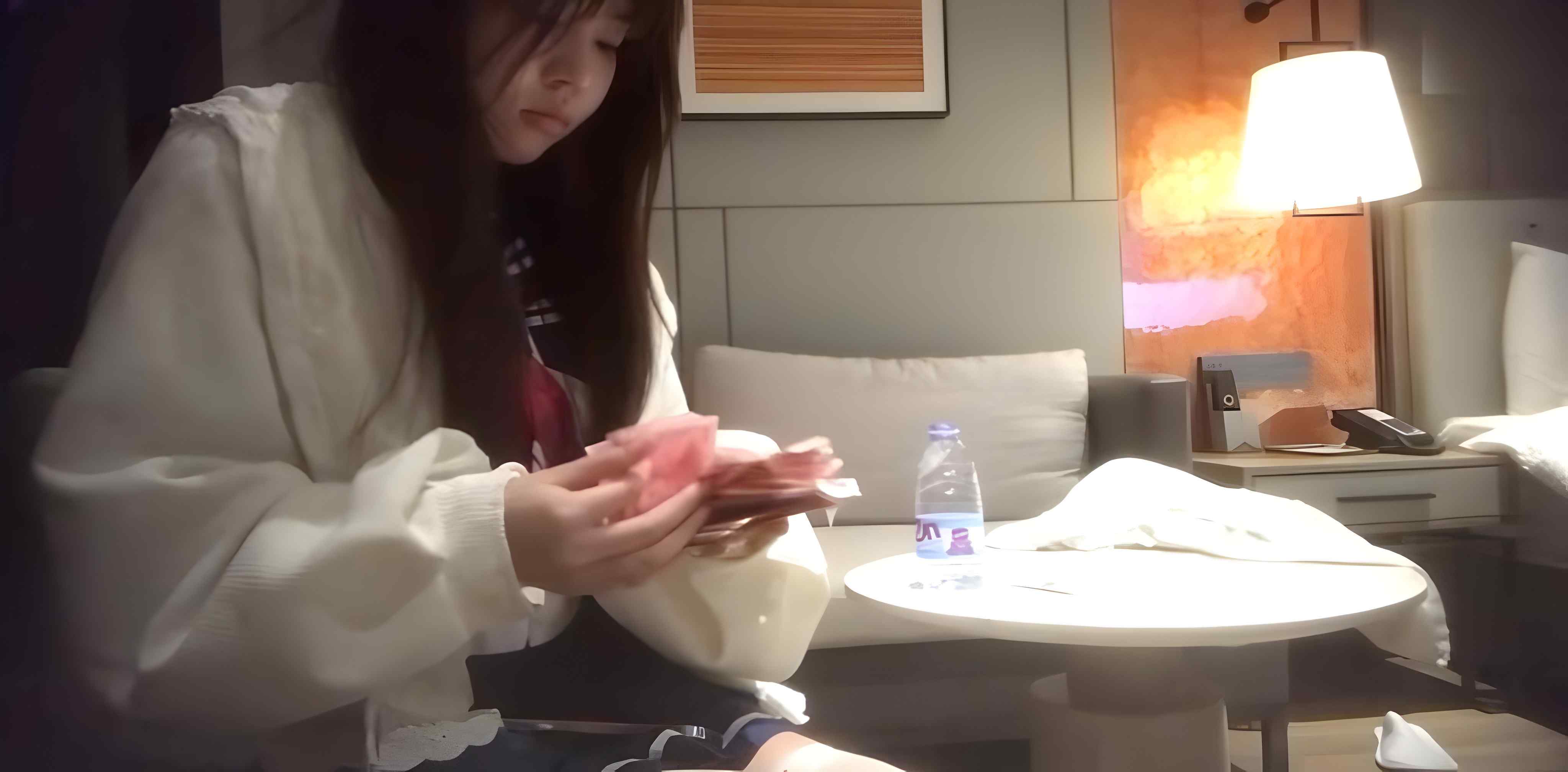 芬达探花 刚毕业勤工俭学妹子被约到酒店 长发半遮脸害羞却主动抬腿配合 反差感拉满！