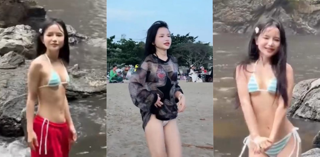 贵州苗族反差婊 女孩民族风穿搭配穿丁字裤 瀑布大胆拍写真照 口交舔屌视频太刺激了！