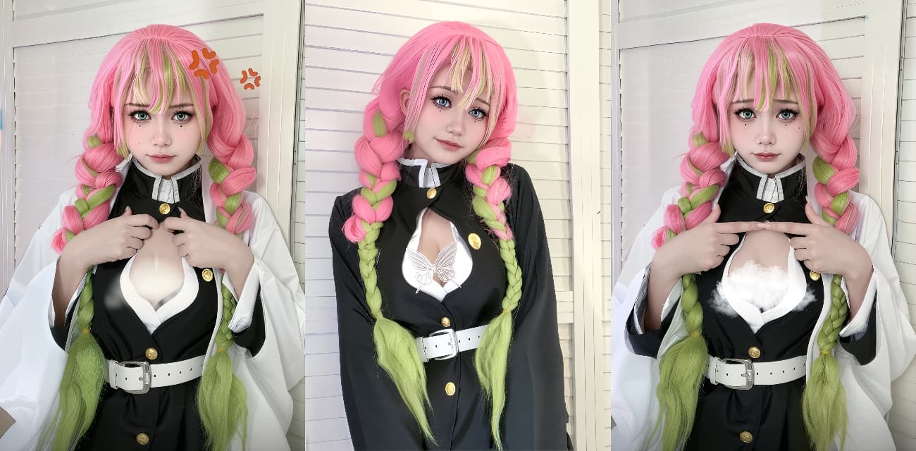 萝莉福利姬cos甘露寺蜜璃 巨乳深喉吞巨棒 白虎穴狂按猛操 颜射脸蛋高潮视频曝光！
