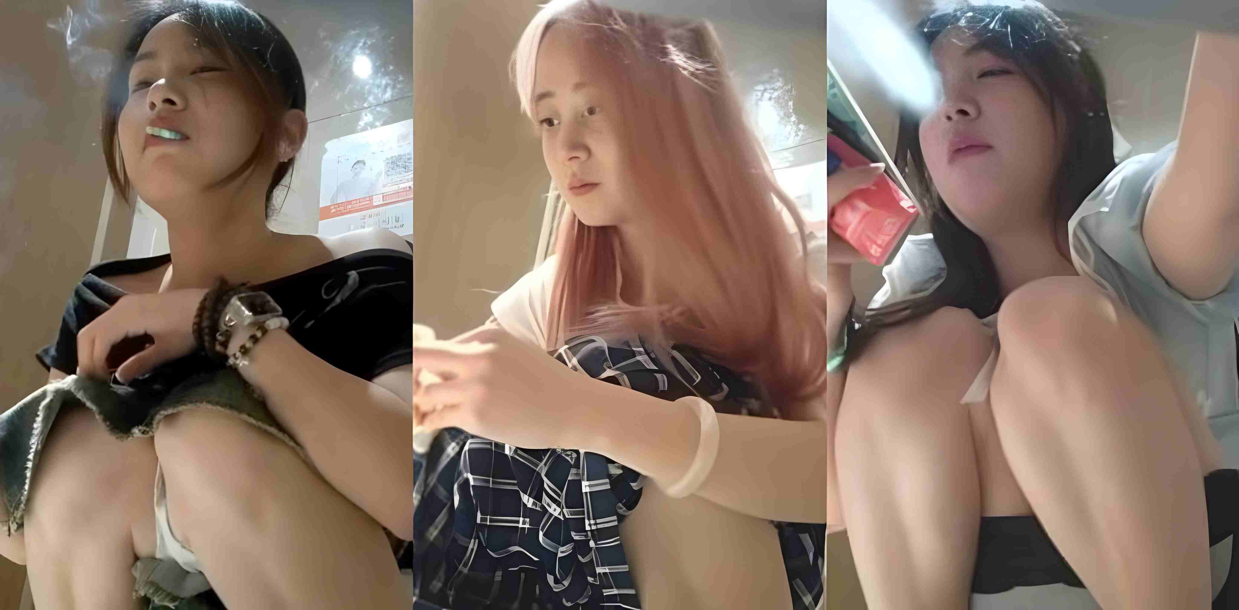 自拍偷拍 酒吧高颜值小太妹嘴里叼着烟狂抽 B里还塞着会发光的东西 蹲着边尿边玩手机